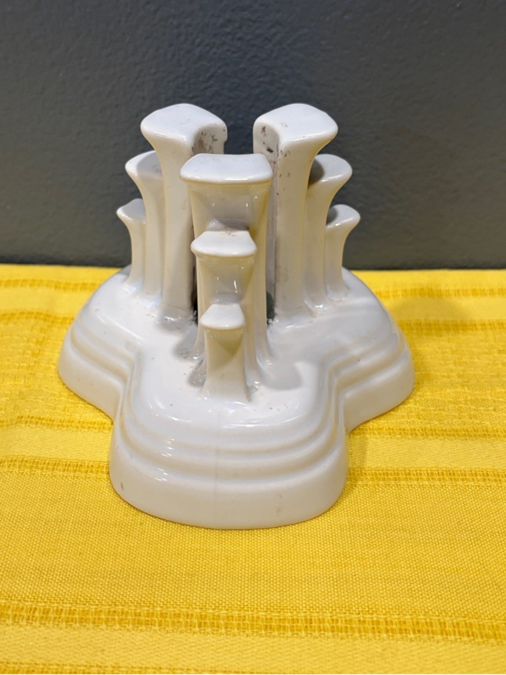 Vintage Fiesta Tripod Pyramid Candle Holder - Ivory / White Retired Post-86